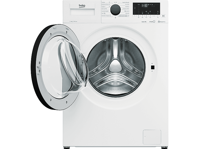 Lavadora carga frontal - Beko WRA 9714 XW DR, 9 kg, 1400 rpm, 15 programas, Blanco