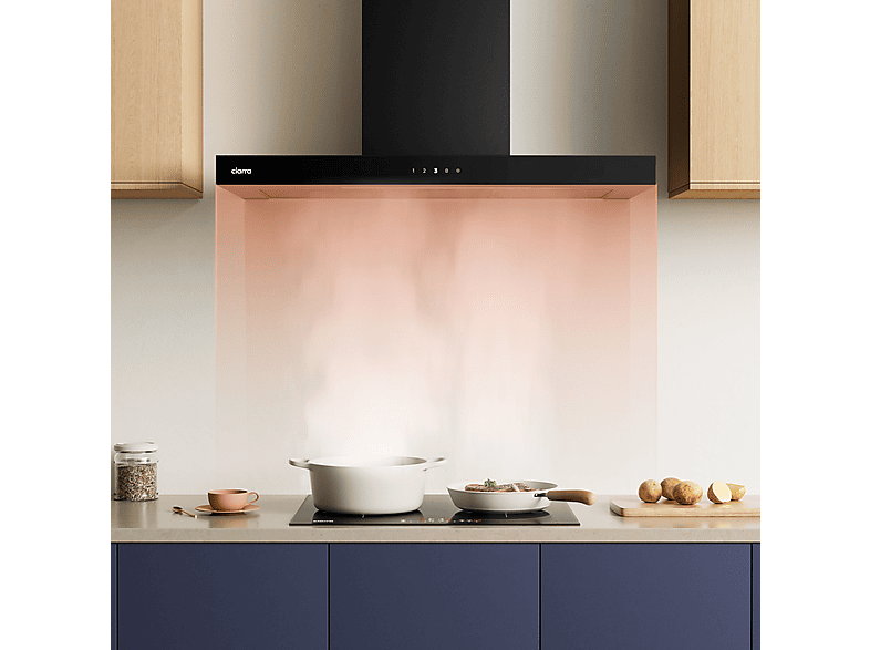 Campana Decorativa - Ciarra CBCB9102, 4 velocidades, 650 m³/h, 900 mm, Negro