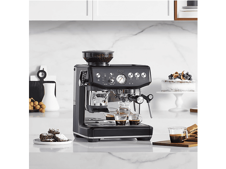 Cafetera express - Sage BARISTAIMPRESSTRUFFE, 15 bar, 1850 W, 480 ml, 2 tazas, Negro