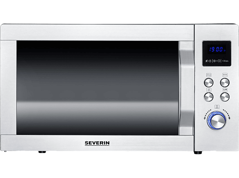 Microondas con Grill, Convección y base de vidrio - Severin MW 7777, 2050 W, 10 potencia, 25 l, Gris