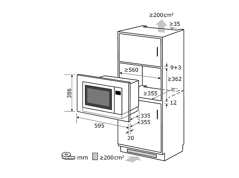 Microondas integrable - Exquisit AKLBB1697200028, 1450 W, 10 potencia, 25 l, Inox (ref. 102054143)