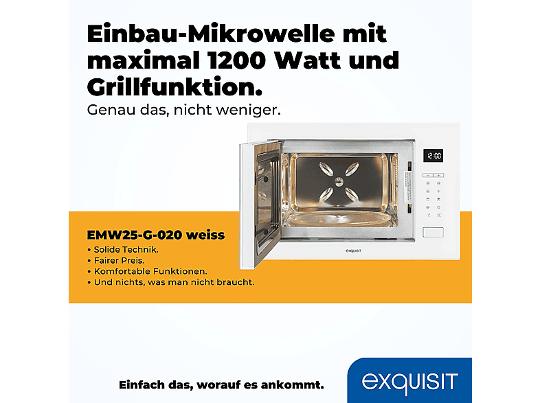 Microondas integrable - Exquisit AKLBB1697200028, 1450 W, 10 potencia, 25 l, Inox (ref. 102055038)