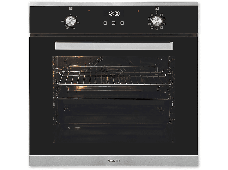 Horno multifunción - Exquisit EBE 76-7-H-020, Integrable, 76 l, 59,5 cm, Inox + Negro