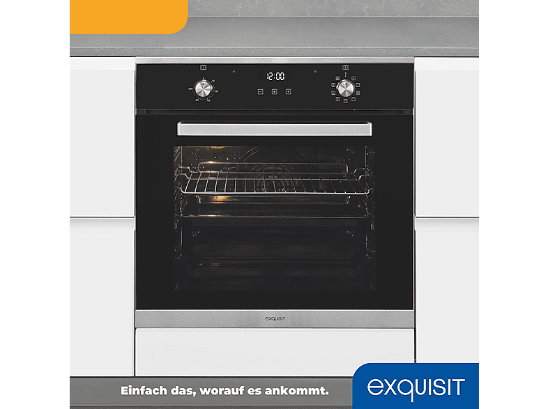 Horno multifunción - Exquisit EBE 76-7-H-020, Integrable, 76 l, 59,5 cm, Inox + Negro
