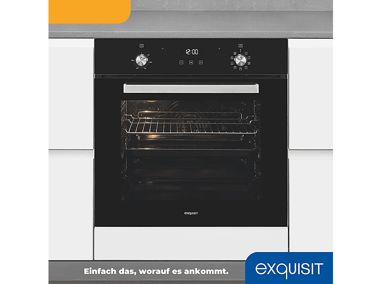 Horno multifunción - Exquisit EBE 76-7-H-020, Integrable, 76 l, 59,5 cm, Negro