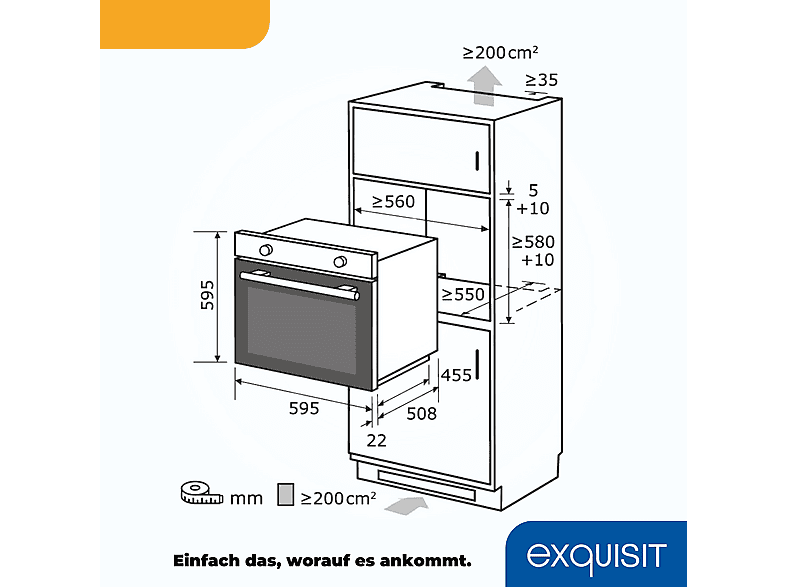 Horno multifunción - Exquisit EBE 76-7-H-020, Integrable, 76 l, 59,5 cm, Negro