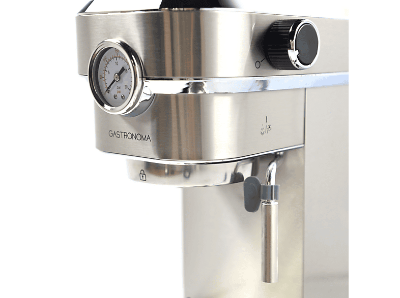 Cafetera espresso - Gastronoma 18110001, 15 bar, 1350 W, 2 tazas, Plata