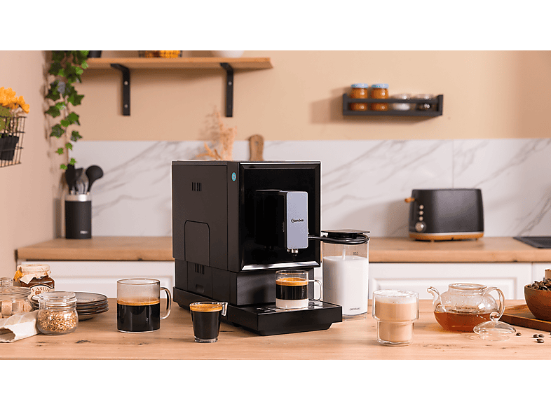 Cafetera superautomática - Cecotec Cremmaet Latte, 19 bar, 1470 W, 1 tazas, Negro