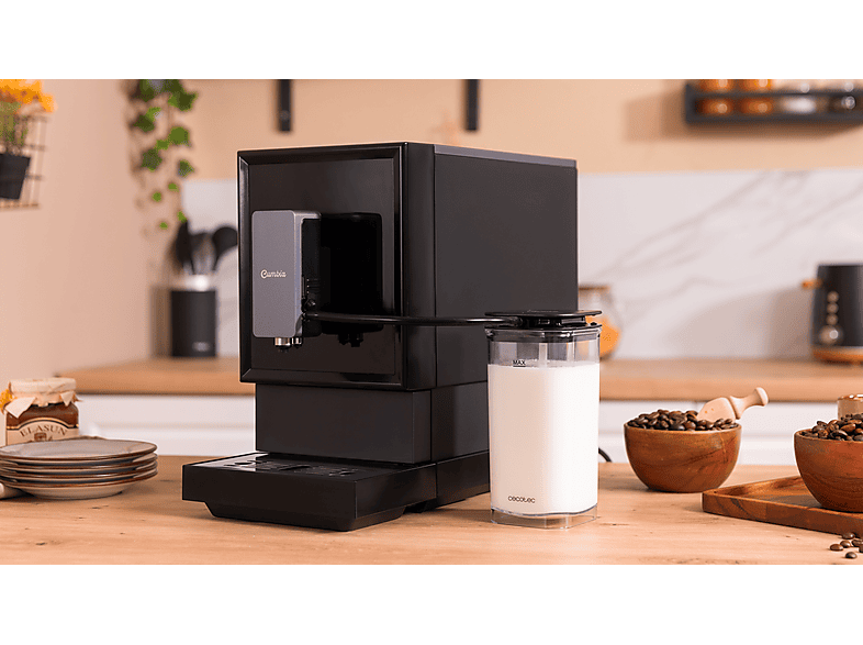 Cafetera superautomática - Cecotec Cremmaet Latte, 19 bar, 1470 W, 1 tazas, Negro