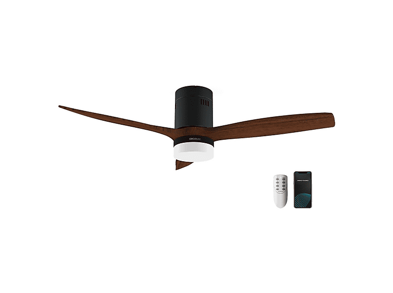 Ventilador de techo - Cecotec 8239 ENERGYSILENCE AERO 5600 BLACK AQUA CONNECTED, 40 W, 6 velocidades