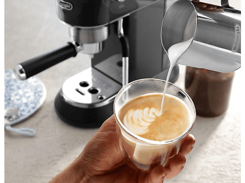 Cafetera express - Delonghi DEDICA ARTE EC885.GY, 15 bar, 1350 W, 2 tazas, Inox