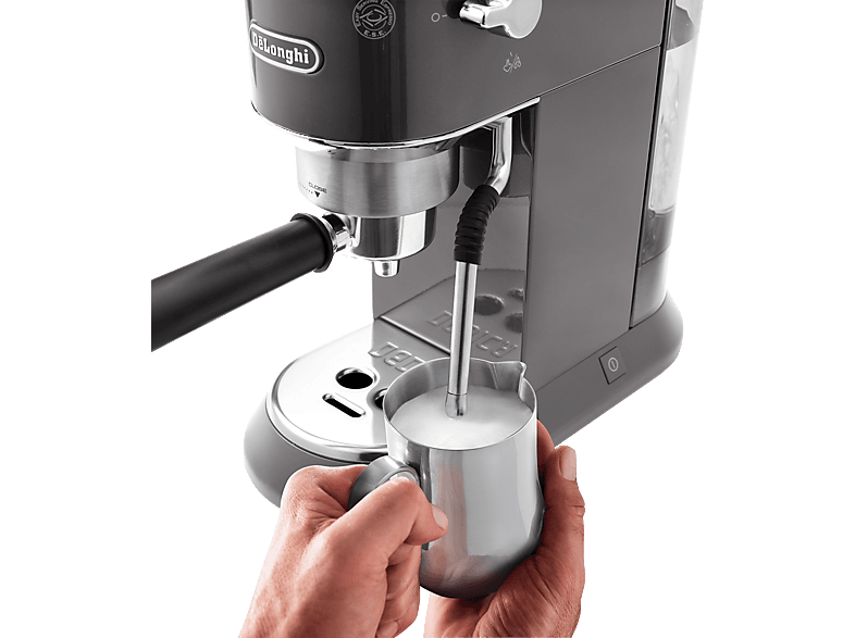 Cafetera express - Delonghi DEDICA ARTE EC885.GY, 15 bar, 1350 W, 2 tazas, Inox