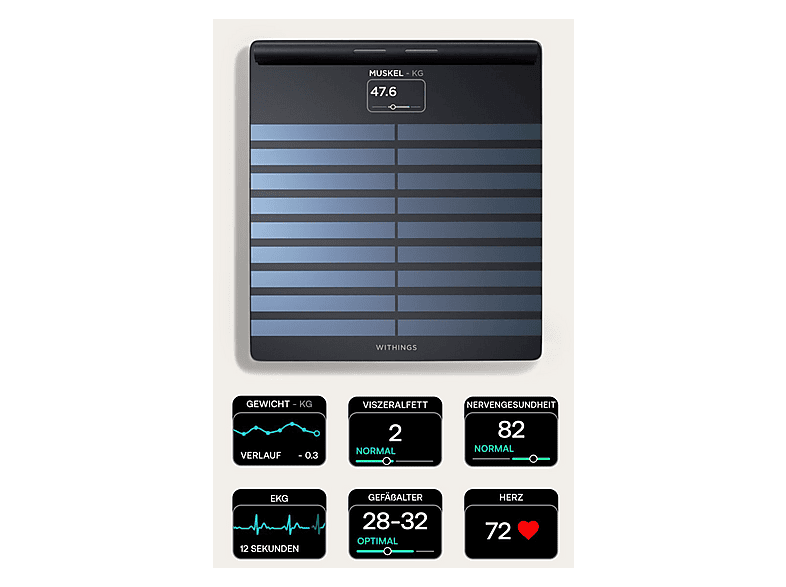Báscula de baño - Withings WBS08-BLACK-ALL-INTER, Peso máximo 200 kg, Batería/s Fuente de alimentación externa, USB, Indicador Masa Corporal (IMC)