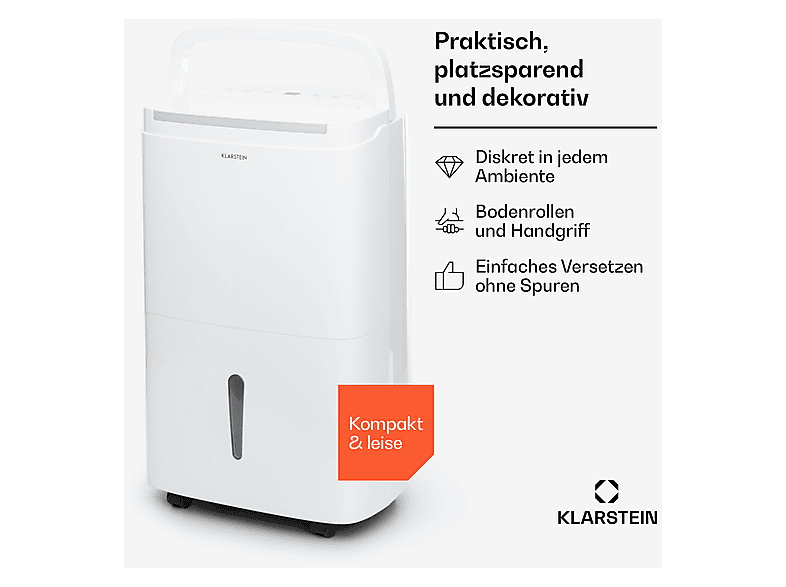 Deshumidificador - Klarstein DryFy Connect 40, 7 l, 45 m², Blanco
