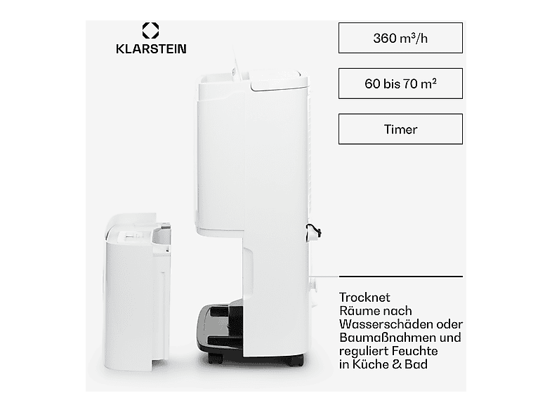 Deshumidificador - Klarstein DryFy Connect 40, 7 l, 45 m², Blanco