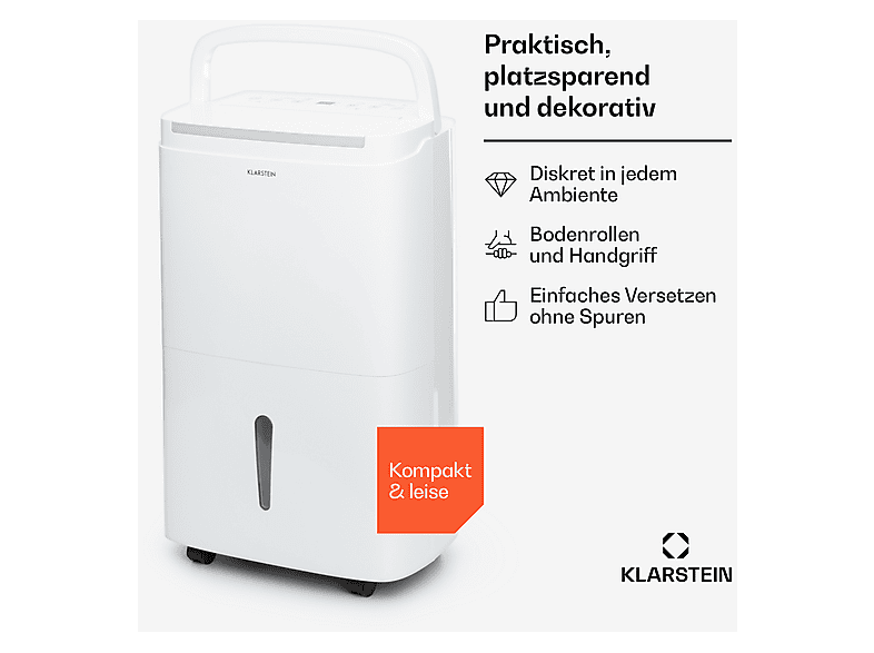 Deshumidificador - Klarstein DryFy Connect 30, 5 l, 30 m², Blanco