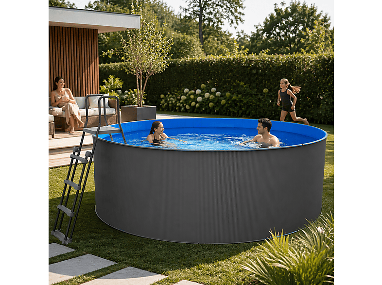 Piscina elevada - Swim & Fun Sin obra redonda antracita 360 x 120 cm