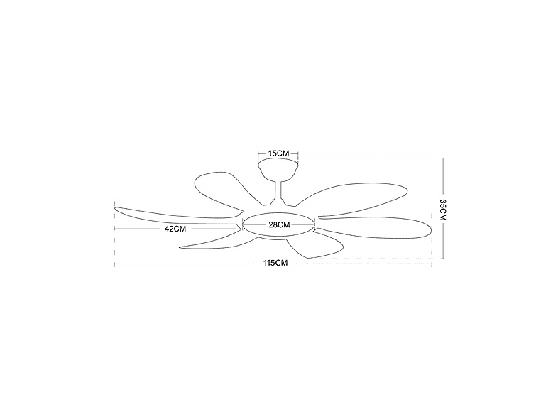 Ventilador de techo - Wonderlamp MARY, 25 W, 5 velocidades, Blanco