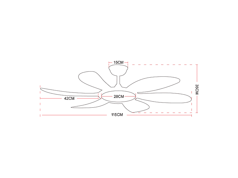 Ventilador de techo - Wonderlamp MARY, 25 W, 5 velocidades, Blanco