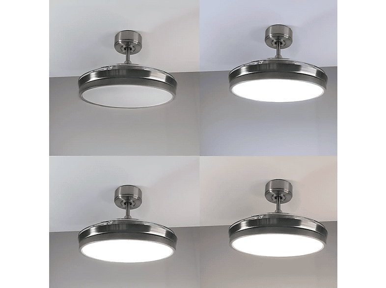Ventilador de techo - Wonderlamp BRANDO, 1 W, 6 velocidades, Níquel