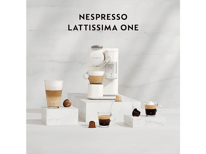 Cafetera de cápsulas - Delonghi EN510.W LATTISSIMA ONE NEW OR, 19 bar, 165 ml, 1450 W, Blanco