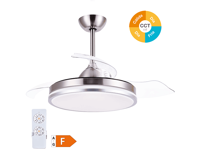 Ventilador de Techo - Gsc 300005024, 40 W, 6 velocidades, Aspas retráctiles, Níquel