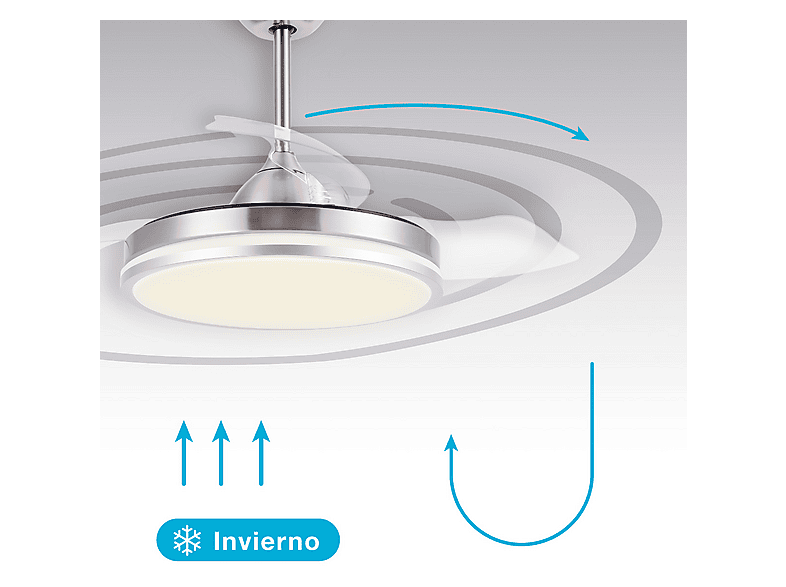 Ventilador de Techo - Gsc 300005024, 40 W, 6 velocidades, Aspas retráctiles, Níquel
