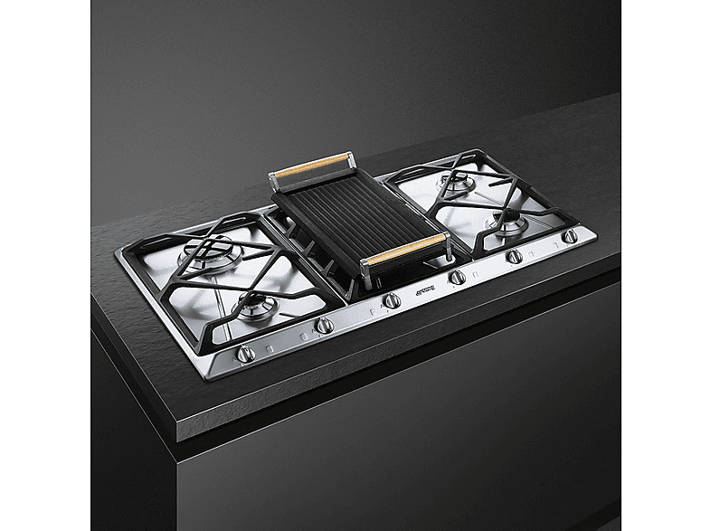 Encimera - Smeg SRV596GH5, Gas Natural, 6 quemadores, Inox