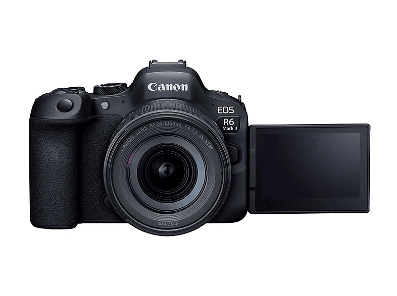 Cámara EVIL - Canon EOS R6 MARK II + RF 24-105mm f/4-7.1 IS STM, 25,6 megapixel, CMOS, Full HD 1080p, Negro