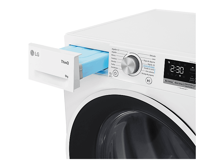 Secadora - LG RH90V5AV6N, Bomba de calor, 9 kg, 14 programas, Blanco