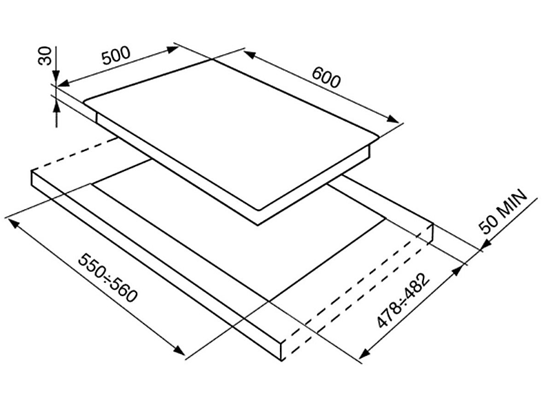 Placa de gas - Smeg Ser60Sgh3, 4 zonas, Gas Natural, 60 cm, Inox