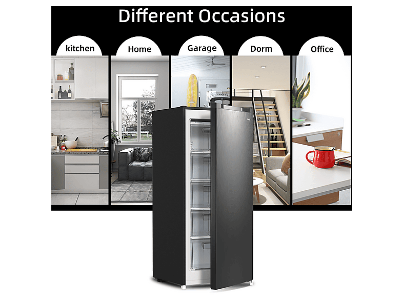 Congelador vertical - Chiq FSD160D4E, 145 l, 1259 mm, Color Metalico Cepillado Oscuro