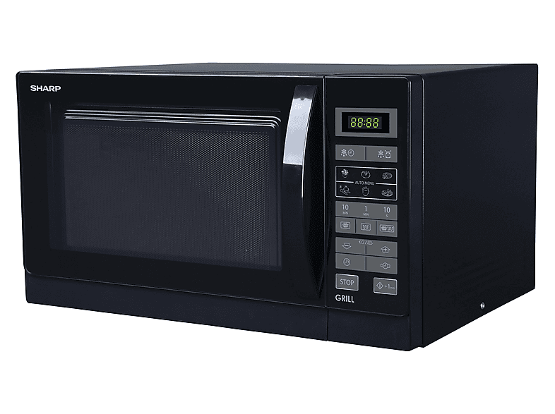 Microondas libre instalación - Sharp R-742BKW, 900 W, 11 potencia, 25 l, Negro