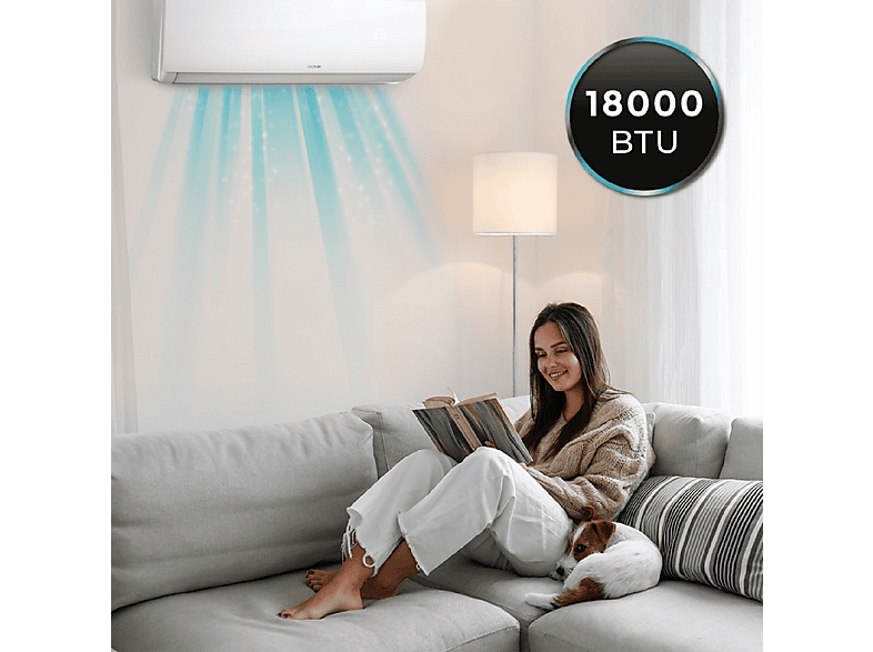 Split 1x1 - Cecotec 8183 SPLIT AIRCLIMA 18000 SMARTFRESH, 4500 fg/h, Función Inverter, Blanco