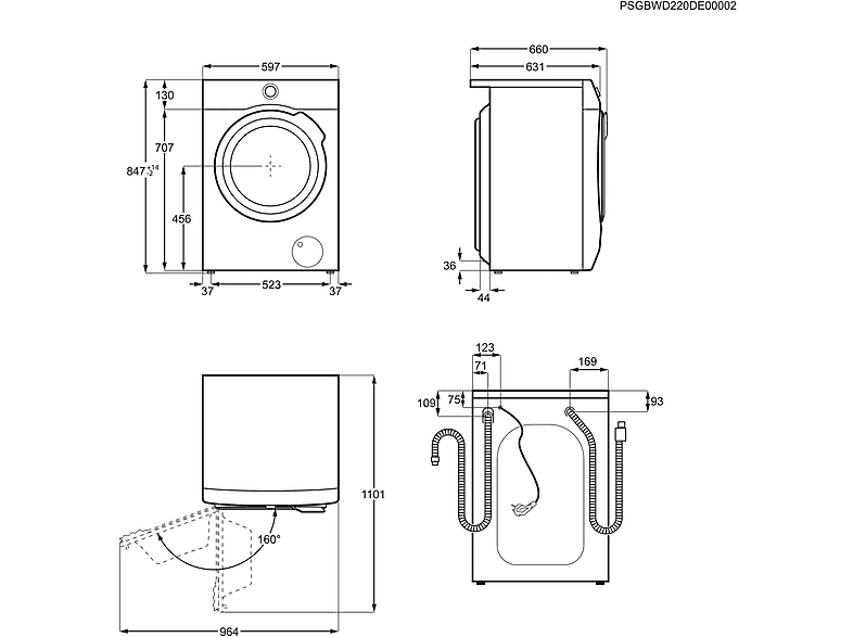 Lavadora secadora - AEG Series 7000 LWR7316O4Q, 10 kg + 5 kg, Blanco