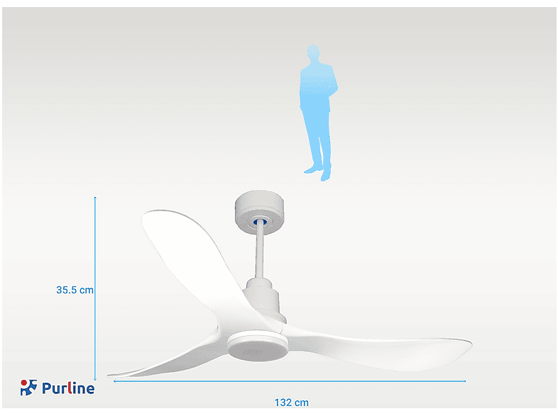 Ventilador de techo - Purline TongaD132C04LED64451, 18 W, 6 velocidades, Blanco