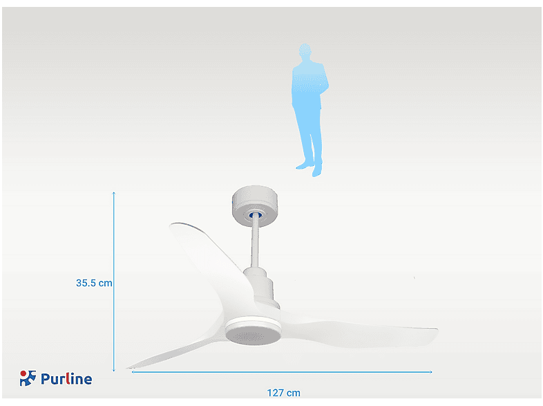Ventilador de techo - Purline ThassosD127C04LED64453, 18 W, 6 velocidades, Blanco