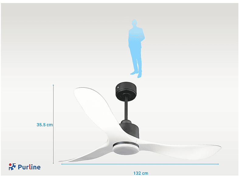Ventilador de techo - Purline TongaD132C03LED65251, 18 W, 6 velocidades, Negro