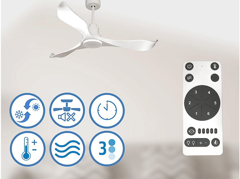 Ventilador de techo - Purline VirginD132C0466658, 6 velocidades, Blanco