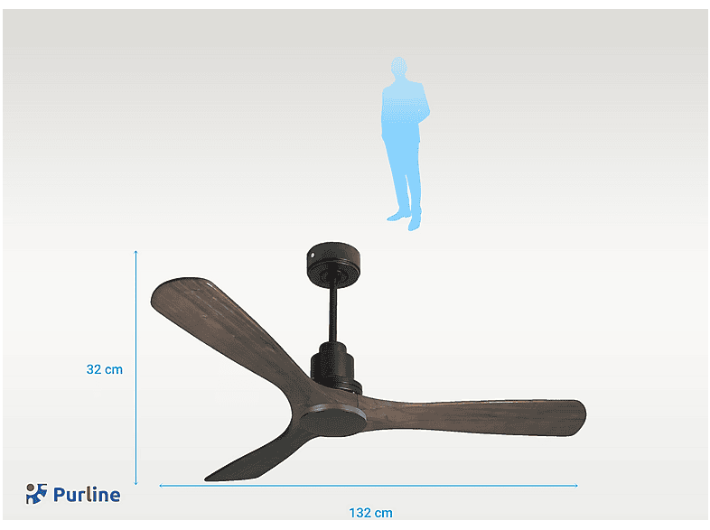 Ventilador de techo - Purline MoyoD132C0464578, 6 velocidades, Negro