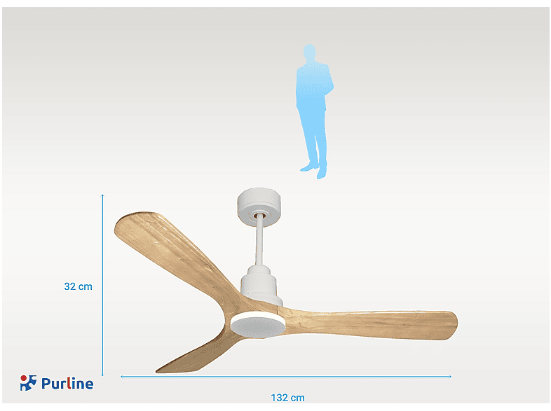 Ventilador de techo - Purline ParosD132C0466716, 6 velocidades, Blanco