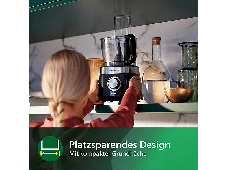 Robot de cocina - Philips HR7530/10, 850 W, 2,1 l, Negro
