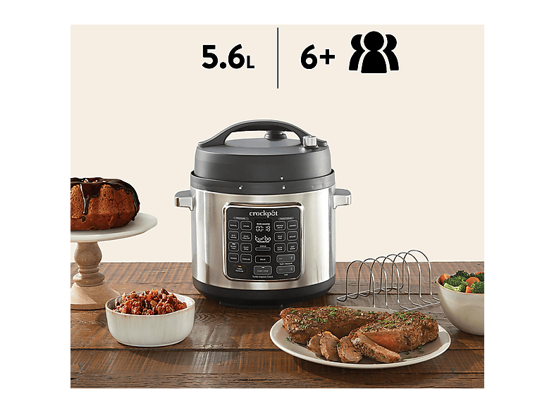 Ollas multi-cocción - Crockpot CSC062X, 1400 W, 5,6 l, Negro, Acero inoxidable