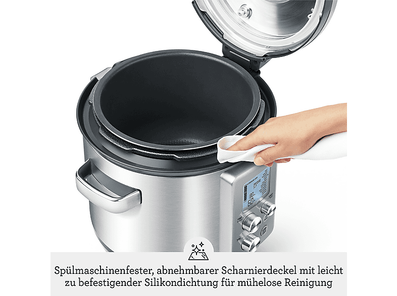 Olla de cocción lenta - Sage SPR700BSS4EEU1FAST SLOW PRO, 1100 W, 6 l, Plateado