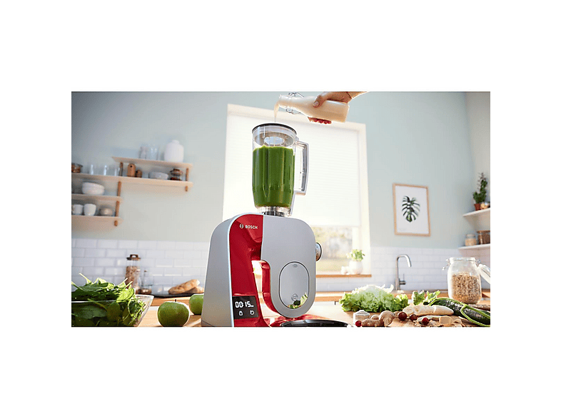Robot de cocina - Bosch MUM5X720, 1000 W, 3,9 l, Rojo