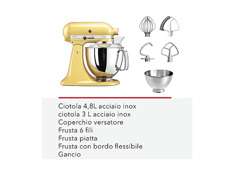Robot de cocina - KitchenAid 5KSM175PSEVB, 300 W, 4,8 l, Azul