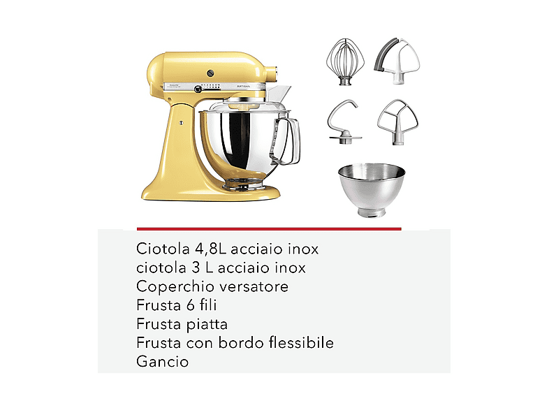 Robot de cocina - KitchenAid 5KSM175PSEVB, 300 W, 4,8 l, Azul