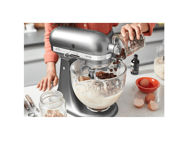 Robot de cocina - KitchenAid 5KSM185PSEMS, 300 W, 4,8 l, Plata