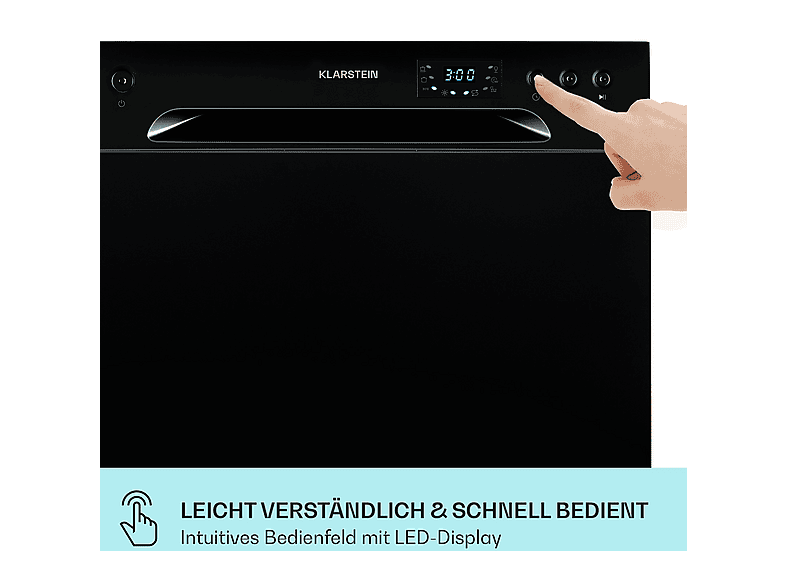 Lavavajillas compacto - Klarstein Havasia UV 6, 6 programas, 55 cm, Negro