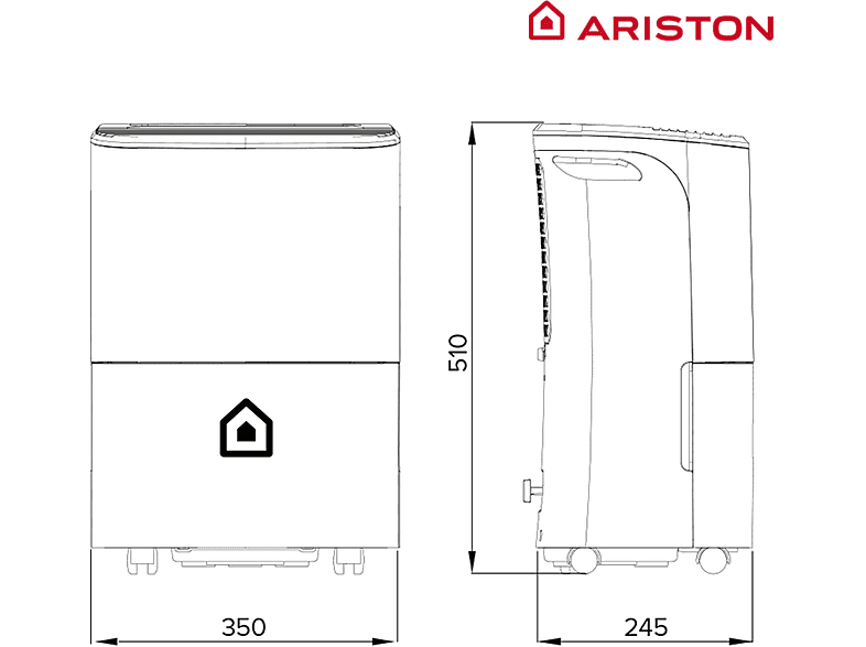 Deshumidificador - Ariston DEOS 21S LITROS, 3 l, 52 m², Blanco